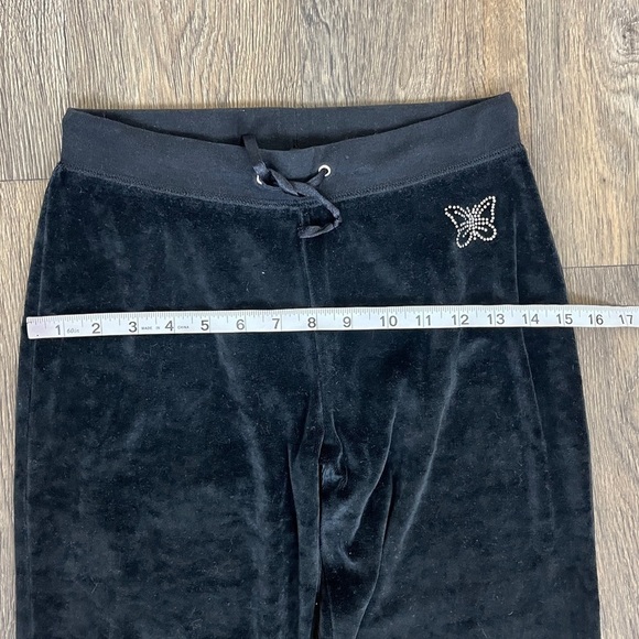 BCBGmaxazria Women Size S Black Logo Embellished Pullon Track Velvet Pants Y2K - Picture 10 of 14